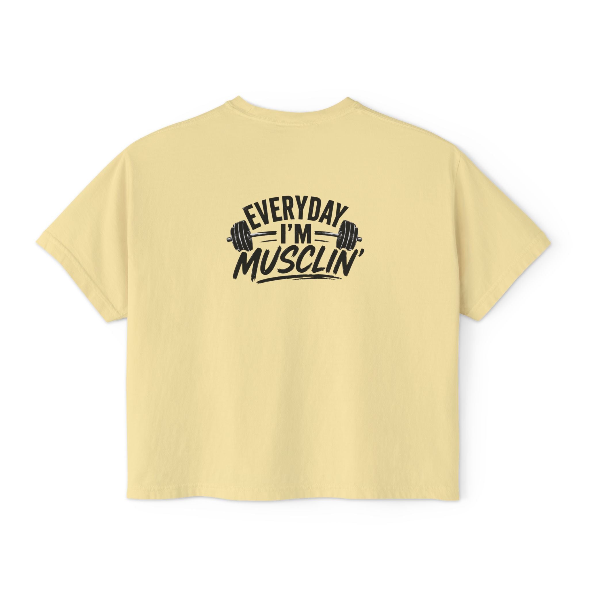 Everyday I'm Musclin' Women's Boxy Tee — Motivational Gym Crop Top (Back: "This is Your Sign — You Got This, Keep Going")