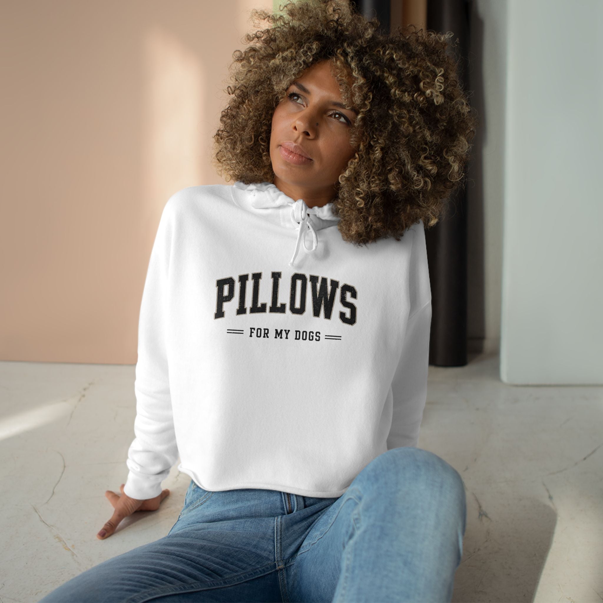 Pillows for My Dogs Cropped Hoodie — Cozy Pet Lover Sweatshirt