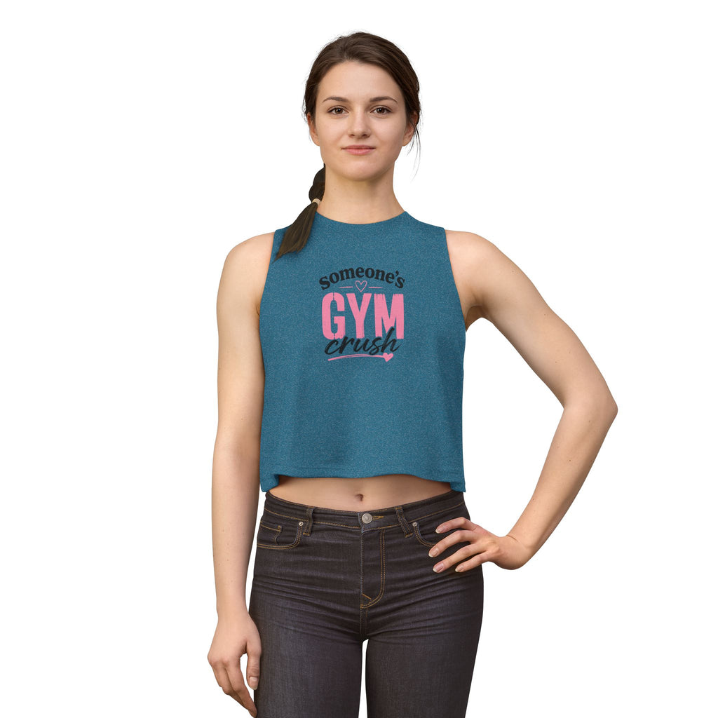 Women's Crop Top — "Someone's Gym Crush" Pink Fitness Muscle Tank