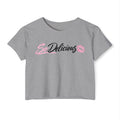Women's Festival Crop Top — "So Delicious" Front & "I'll Be Up The Gym" Fitness Graphic Crop