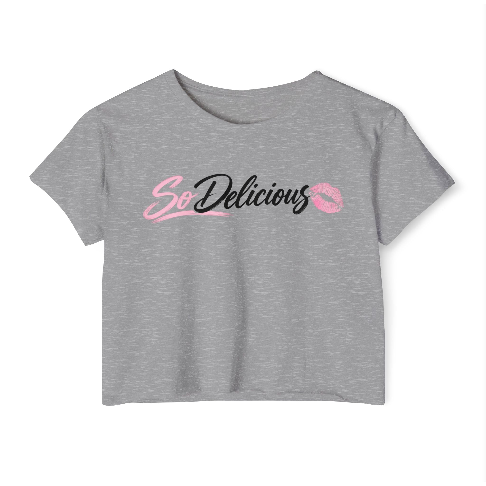 Women's Festival Crop Top — "So Delicious" Front & "I'll Be Up The Gym" Fitness Graphic Crop