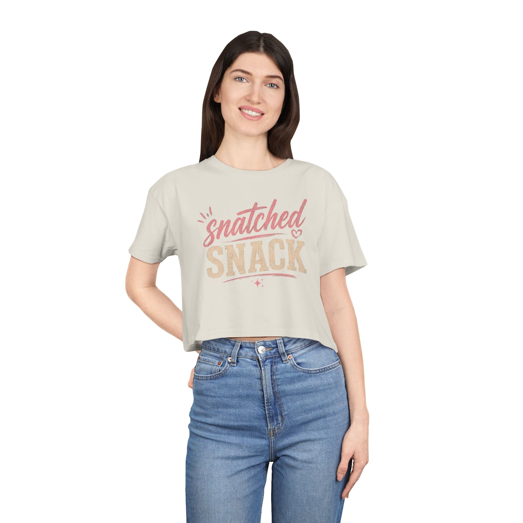 Snatched Snack Crop Tee - Cute Feminine Graphic Top