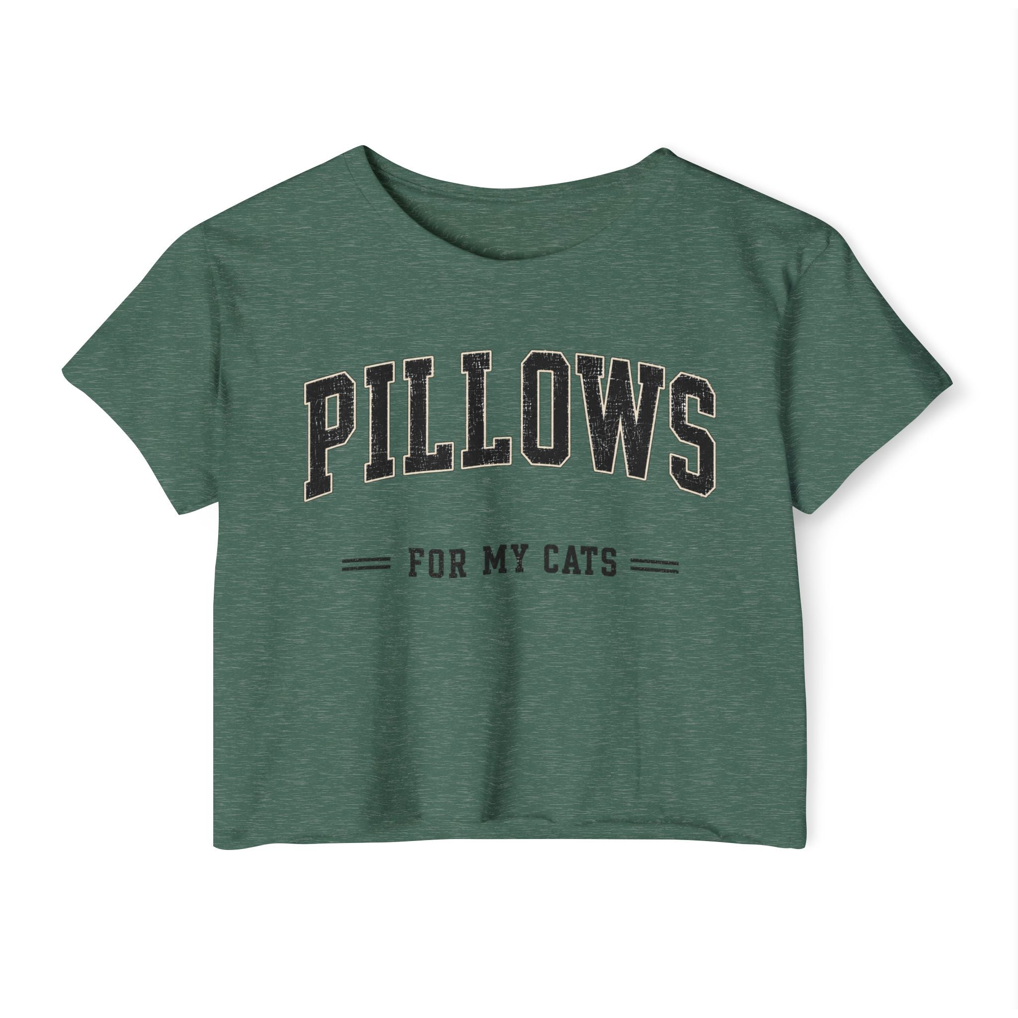 Cat Lover Crop Top — “PILLOWS FOR MY CATS” Graphic Festival Tee