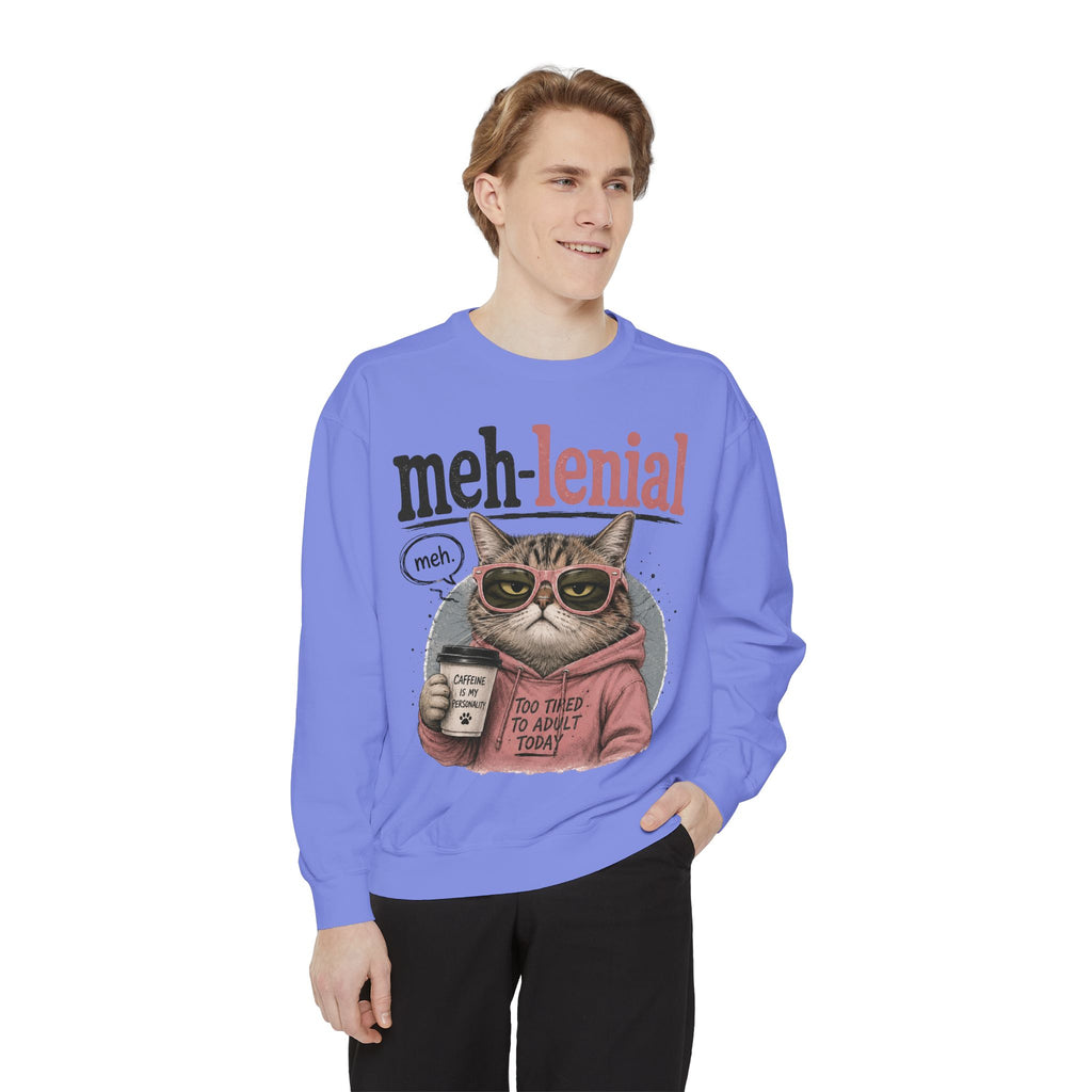 Meh-lenial Cat Sweatshirt — Funny Millennial Humor Pullover