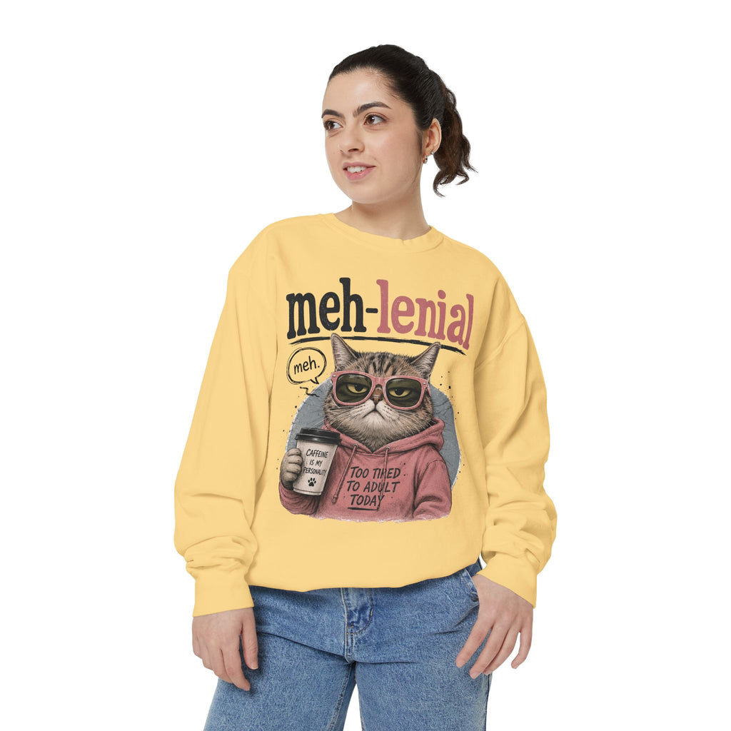 Meh-lenial Cat Sweatshirt — Funny Millennial Humor Pullover