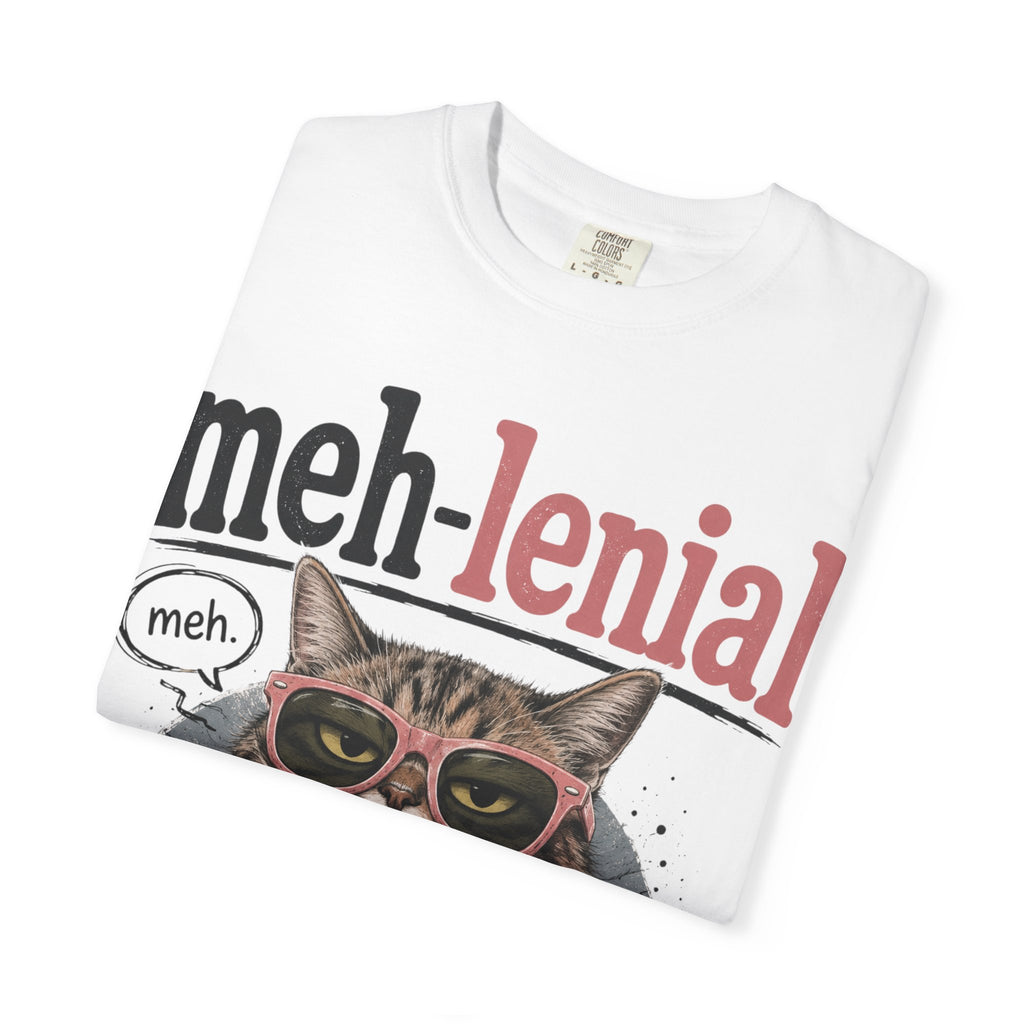 Meh-lenial Cat T-Shirt — "Too Tired to Adult Today" Graphic Tee