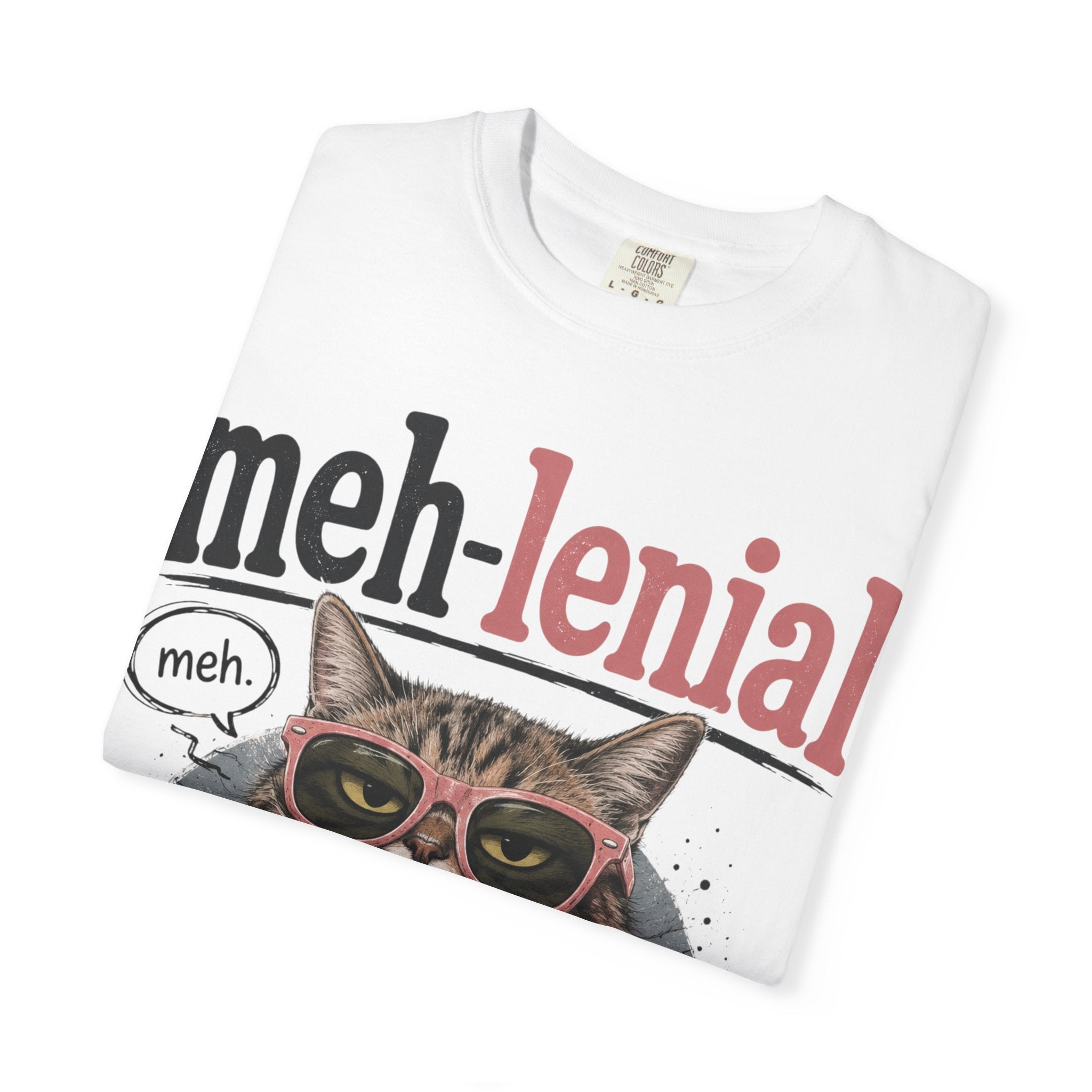 Meh-lenial Cat T-Shirt — "Too Tired to Adult Today" Graphic Tee
