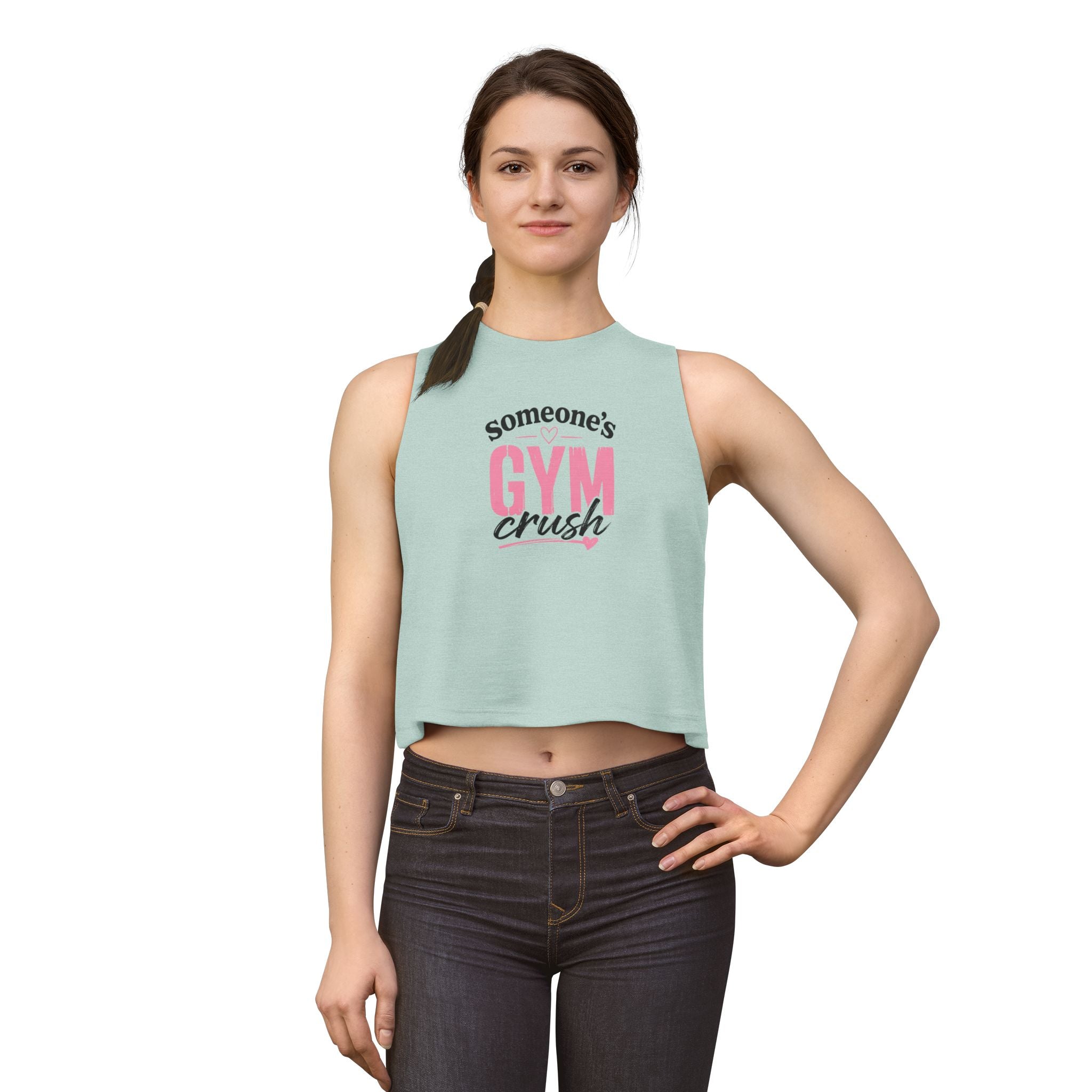 Women's Crop Top — "Someone's Gym Crush" Pink Fitness Muscle Tank
