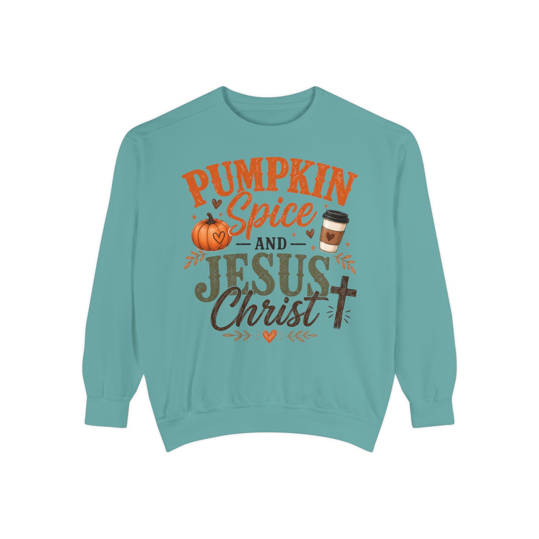 Pumpkin Spice and Jesus Christ Sweatshirt — Fall Christian Comfort Crewneck